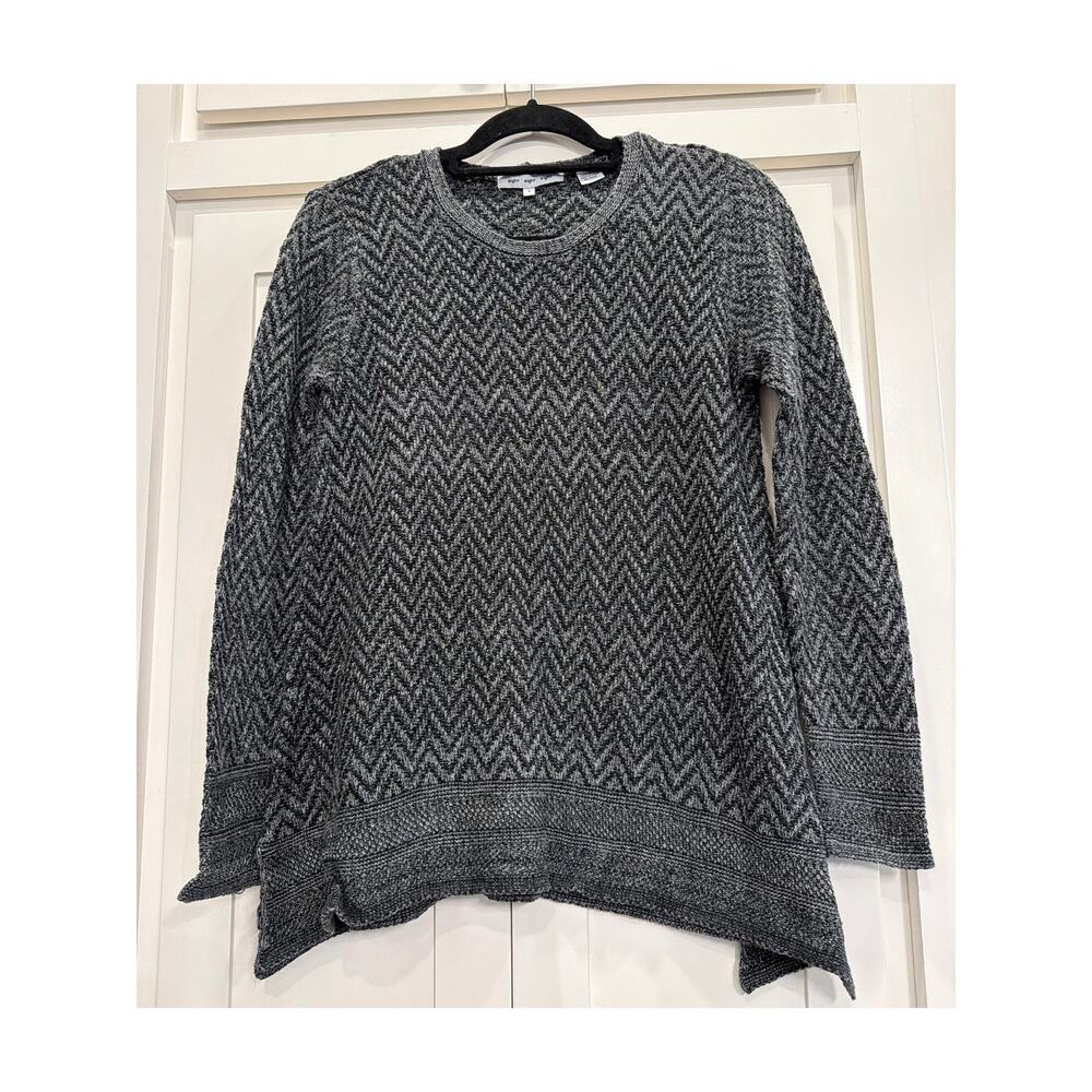 888 Theory gray herringbone knit tunic sweater 100% Cotton SM